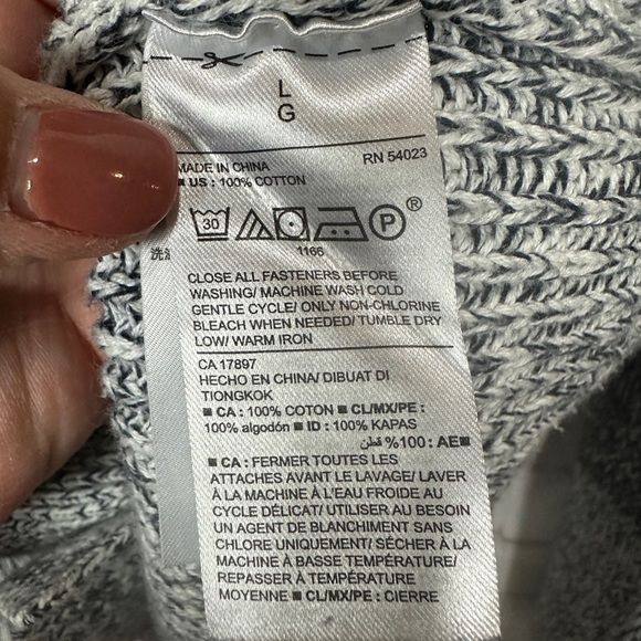 Old Navy Mens blue Colorblock Button Up Cardigan Sweater Cotton Grandpa sz L GUC - Picture 3 of 5